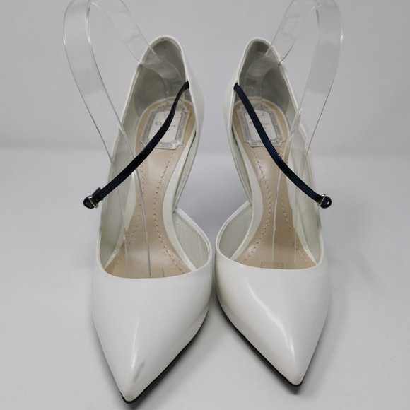 Dior Runway White Sculptured Navy Blue Heel - Picture 3 of 12